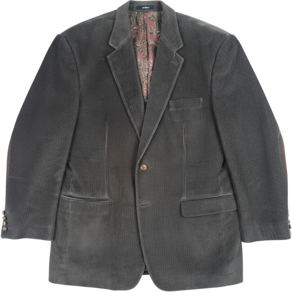LAUREN RALPH LAUREN Brown Corduroy Blazer 48R Elbow Patch Sport Coat Paisley